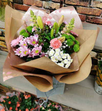 Florist's choice Pink - florists choice hand tied in a beautiful selection of pink shades