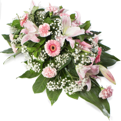 Double Ended Funeral Spray (Pink) - Double ended funeral spray in pink and white shades. 3ft £85 / 4ft £130 / 5ft £175. This type of funeral arrangement needs at least 3 working days notice to deliver. It is not possible to make and deliver an item like this same day. Designed and made by Buttercups & Daisies Florist Birmingham, this Double Ended Funeral Spray (Pink) offers families a personal way to express remembrance through flowers. The design is assembled patiently, with suitable blooms and foliage positioned to mainta...