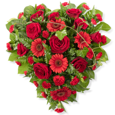 Heart Shaped Tribute - A solid heart funeral tribute in loose style using choice flowers. Alternative colours available. 15 £77.5/ 17 £87.5/ 19 £117.5. This type of funeral arrangement needs at least 1 working days notice to delivery. It is may not be possible to make and deliver an item like this same day. Our experienced Birmingham florists create this Heart Shaped Tribute with a respectful finish suitable for a funeral, commemoration or celebration of life. Every section is constructed with attention to symm...