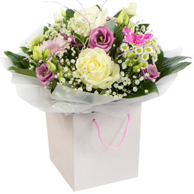 Zoe - Handtied bouquet - A beautiful Hand Tied of soft delicate flowers in pastel shades, made in store and delivered by your chosen florist.   Whether you are celebrating a birthday, anniversary, the arrival of a new baby, or perhaps you would like to help a sick friend feel better, flowers are always an excellent choice! Available for UK same day delivery if ordered by 2pm  Please note that due to the seasonal availability of flowers it may be necessary to vary individual stems from those shown. Our skilled flo...
