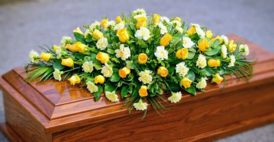 Rose & Carnation Coffin Spray (Yellow) - Coffin spray in Carnations and Roses with solidaster and foliage (Standard) approx 120cm x 60cm, 4ft x 2ft This item can also be done in Red, white, and Pink, please specify in special instructions. Also available in large (Deluxe as shown) approx 150cm x 70cm, 5ft x 2.35ft Handcrafted by Buttercups & Daisies Florist Birmingham, this Rose & Carnation Coffin Spray (Yellow) is prepared as a thoughtful floral tribute for a funeral, memorial or remembrance service. Shape, scale, contrasting tone...