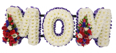 Mom Funeral Tribute (Purples & cerise) - Mom funeral tribute with sprays with purple ribbon and Cerise, purple & white sprays. Handcrafted by Buttercups & Daisies Florist Birmingham, this Mom Funeral Tribute (Purples & cerise) is prepared as a thoughtful floral tribute for a funeral, memorial or remembrance service. Shape, scale, contrasting tones and finishing details are assessed closely to create an appropriate and respectful presentation. Seasonal availability can affect individual stems, but the florist will protect the design...