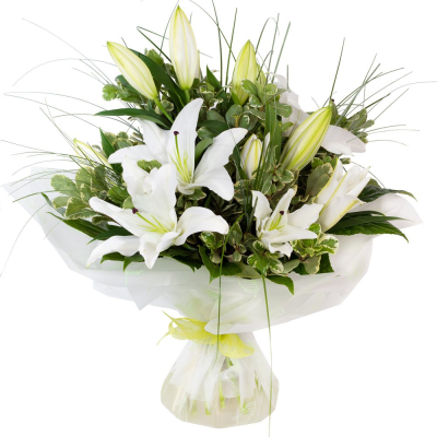 Fresh Start - This fresh and stylish gift of white oriental lilies will delight and impress. (Please keep away from cats!) Beautifully presented and delivered by your local florist. This Fresh Start is arranged by Buttercups & Daisies Florist Birmingham for birthdays, anniversaries, celebrations and caring messages. Careful conditioning, placement and wrapping help the flowers arrive looking fresh, coordinated and ready to enjoy. Flower varieties and foliage depend on seasonal supply; suitable substitutio...