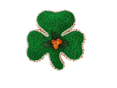 Irish Shamrock - Shamrock funeral tribute. Handcrafted by Buttercups & Daisies Florist Birmingham, this Irish Shamrock is prepared as a thoughtful floral tribute for a funeral, memorial or remembrance service. Shape, scale, contrasting tones and finishing details are assessed closely to create an appropriate and respectful presentation. Seasonal availability can affect individual stems, but the florist will protect the designs principal colours, proportions and overall feeling wherever possible. Bespoke requ...