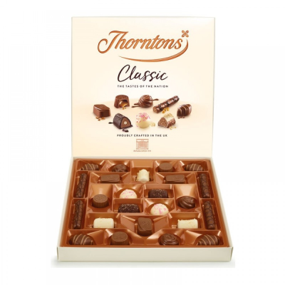Thornton's Classic chocolates 262g - Thorntons Classic Collection brings together all the crowd pleasers that have been enjoyed by generations, so you can be sure our Classic Collection will always make an ideal gift. Which one is your favourite? If remastered Nutty Caramel is your hearts desire, youre a romantic at heart and enjoy nothing more than spending time with those you love. With the perfect mix of smooth milk, white and dark chocolates, this tempting collection of delicious favourites will please chocolate lovers ever...