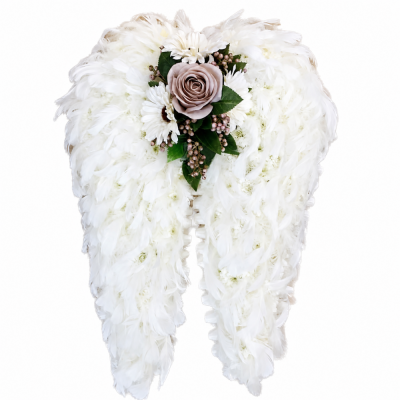 White Feather Angel Wings Tribute - White Feather Angel Wings Tribute is a carefully constructed floral tribute designed to create a distinctive and personal farewell.