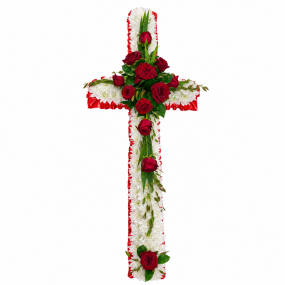 Red Rose Funeral Cross - Red Rose Funeral Cross is a carefully constructed floral tribute designed to create a distinctive and personal farewell.