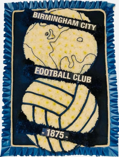 Birmingham City Tribute - Birmingham City Tribute is a bespoke football-themed funeral flower design created for a devoted Blues supporter.