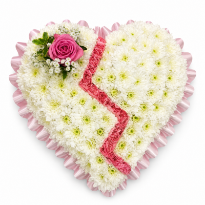 Pink Broken Heart Funeral Tribute - Pink Broken Heart Funeral Tribute is a carefully constructed floral tribute designed to create a distinctive and personal farewell.