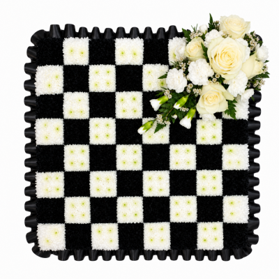 Black & White Checkerboard Funeral Pillow - Black & White Checkerboard Funeral Pillow is a carefully constructed floral tribute designed to create a distinctive and personal farewell.