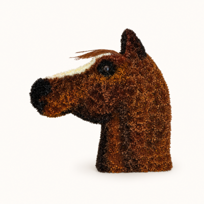 Chestnut Horse Head Tribute - A beautifully detailed horse-head funeral tribute created for someone with a special love of horses, riding or equestrian life.