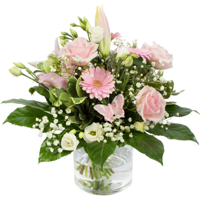 Love You Lots - A stylish glass vase of luxury flowers in pretty pink shades, delivered by your chosen florist.