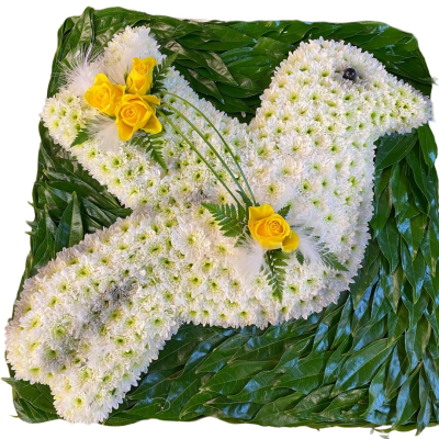 White Dove Tribute - White Dove Tribute is a peaceful bespoke funeral flower design symbolising love, hope and remembrance.