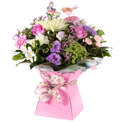 Sugar Rush - This gorgeous hand-tied bouquet of sweet pastel shades is sure to bring joy and delight.