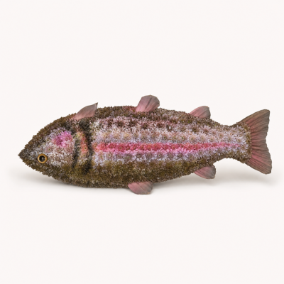 Bespoke Fishing Tribute - A detailed fish-shaped funeral tribute created for someone with a lifelong love of fishing, angling or the outdoors.