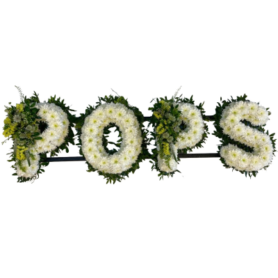 Pops Funeral Tribute - Our Pops Funeral Tribute is a traditional floral lettering arrangement created to honour a much-loved grandfather or family figure.
