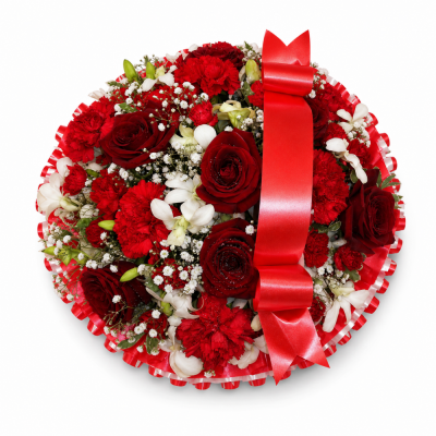 Personalised Funeral Wreath - This Personalised Funeral Wreath offers a thoughtful way to honour a loved one with a name or family title displayed on a ribbon.