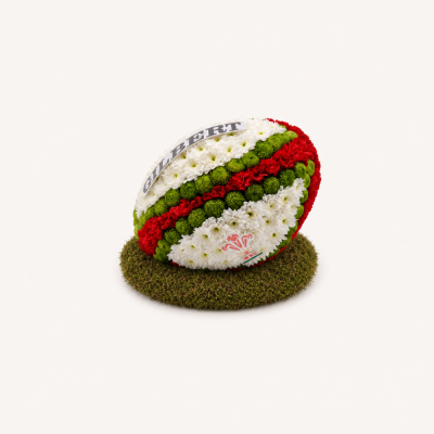Welsh Rugby Ball - A three-dimensional rugby ball tribute created in the proud red, white and green colours associated with Welsh rugby.